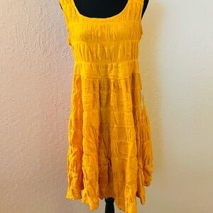 Max Studio Vibrant Yellow Crinkle Mini Dress‎